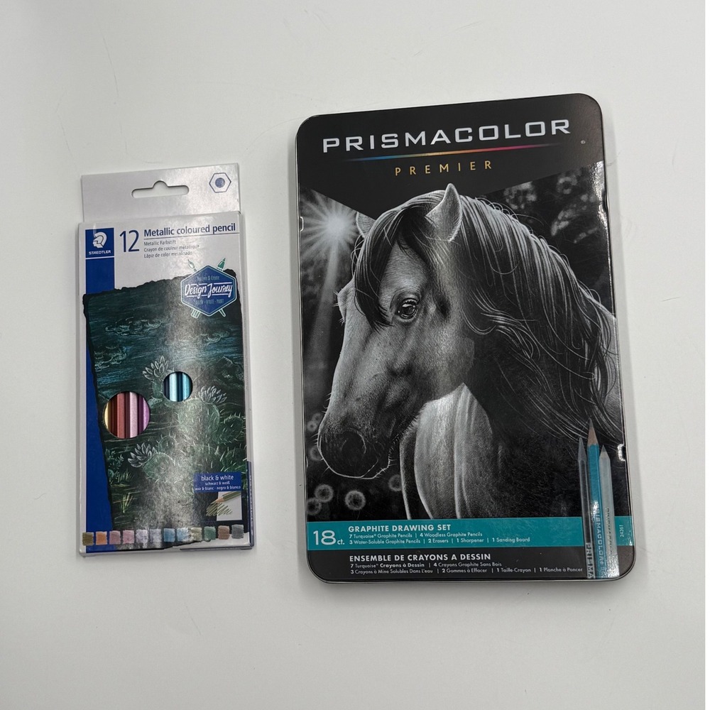 Prismacolor Premier Graphite Drawing Set 18pc & Staedtler Metallic Pencils 12pc